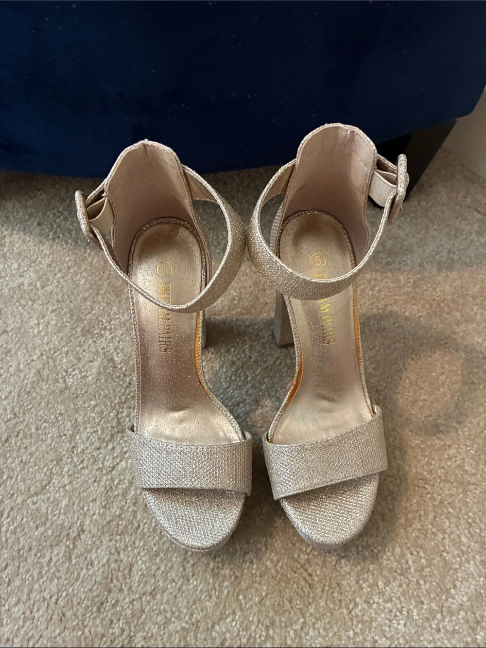 High Heel Platform Sandals in Shimmery Champagne